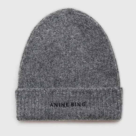 Anine Bing Elia Beanie in Charcoal Anine Bing - Elia Beanie in Charcoal – Blond Genius main image 2